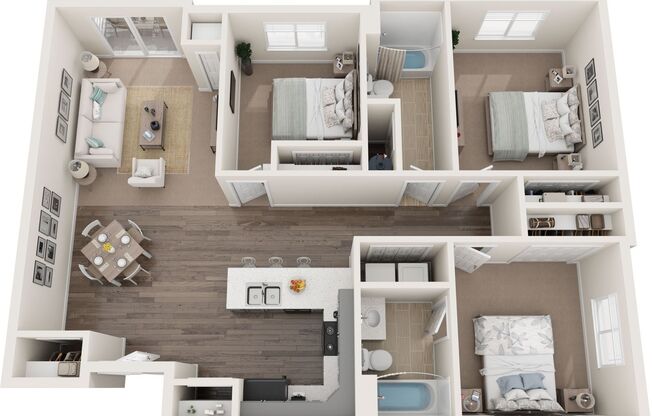 3 beds, 2 baths, 1,249 sqft, $1,373, Unit 236