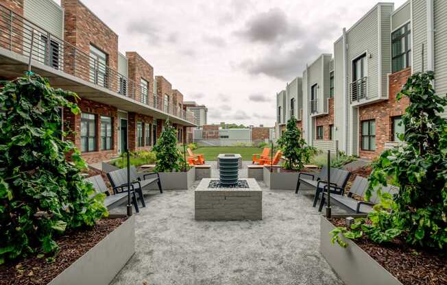 Courtyard With Fireplace at 2100 Acklen Flats, Nashville, 37212