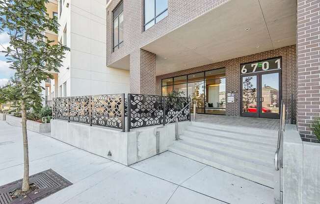 Building Entrance at Bayview Apartments, Emeryville, CA, 94608