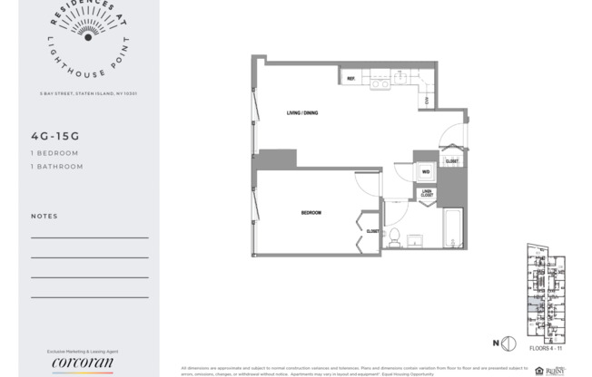 1 bed, 1 bath, $2,696, Unit 4GG
