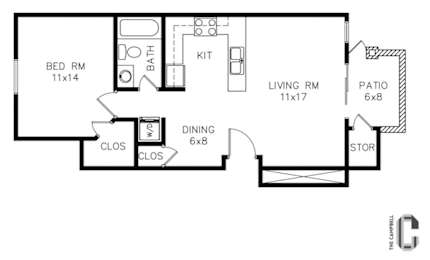 1 bed, 1 bath, 668 sqft, $899