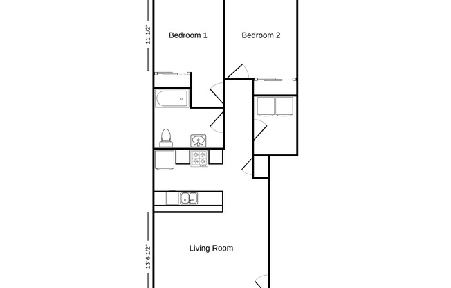 2 beds, 1 bath, 923 sqft, $1,345, Unit CH 1100-05