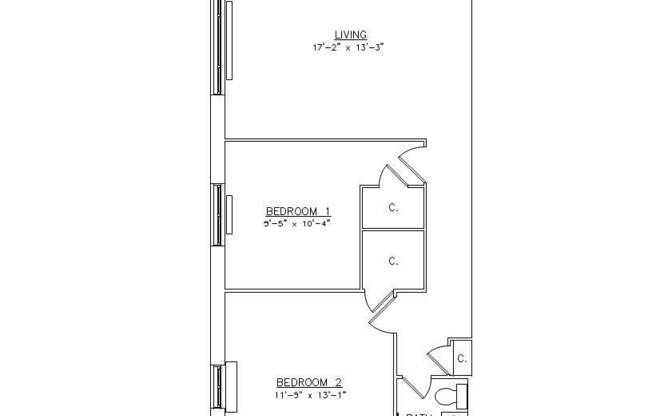 2 beds, 1 bath, 741 sqft, $1,675, Unit A1