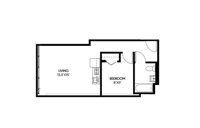 1 bed, 1 bath, 480 sqft, $1,365, Unit 701