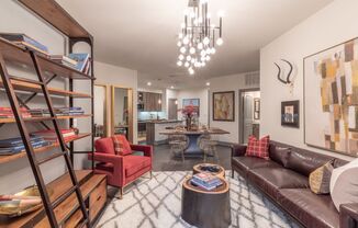 living room space in our luxury west dallas apartments