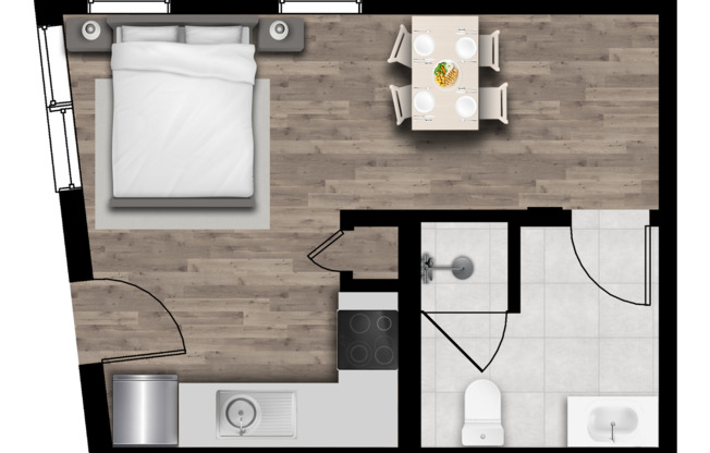 Studio, 1 bath, 363 sqft, $1,495, Unit 809