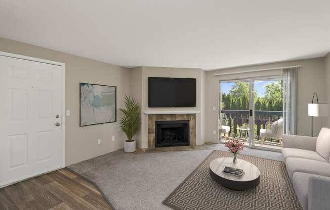 Living Room With Fireplace