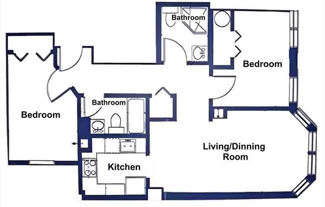 2 beds, 2 baths, 826 sqft, $4,000, Unit 3A