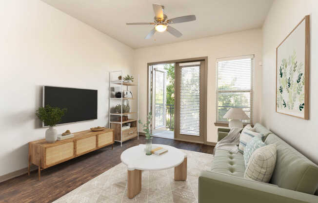 Living Room with Balcony and Hard Surface Flooring