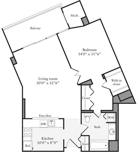 1 bed, 1 bath, 739 sqft, $2,515