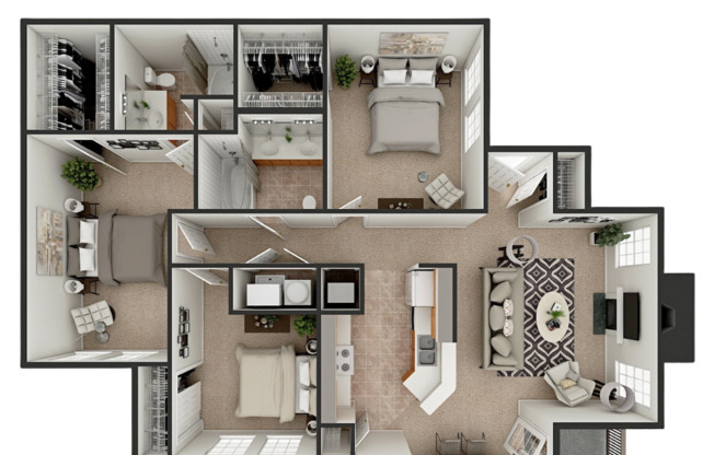 3 beds, 2 baths, 1,254 sqft, $1,799, Unit 4-4201