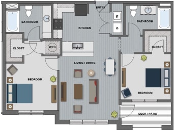 2 beds, 2 baths, 1,028 sqft, $1,799