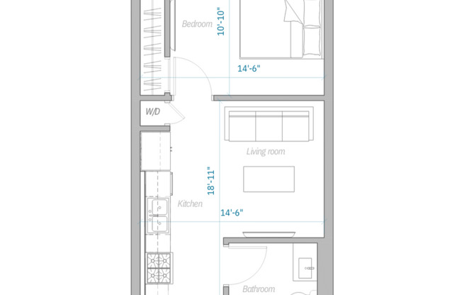 1 bed, 1 bath, 493 sqft, $2,128, Unit 514