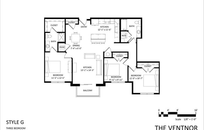 3 beds, 2 baths, 1,305 sqft, $1,875, Unit 216