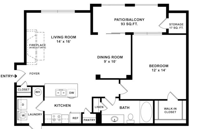 1 bed, 1 bath, 798 sqft, $1,550