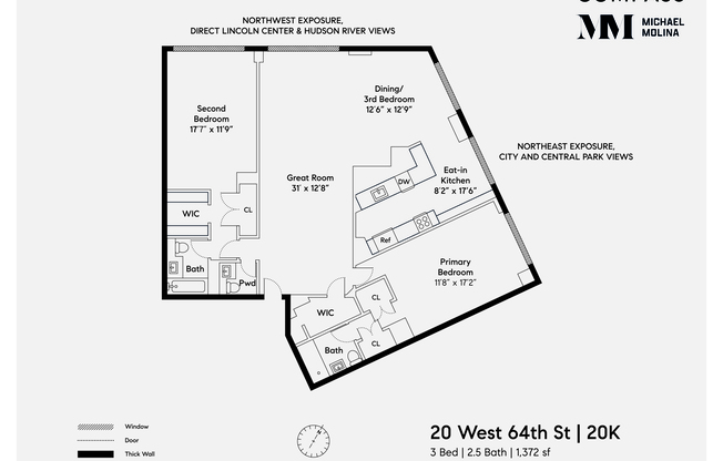 2 beds, 2.5 baths, 1,372 sqft, $14,000, Unit 20K