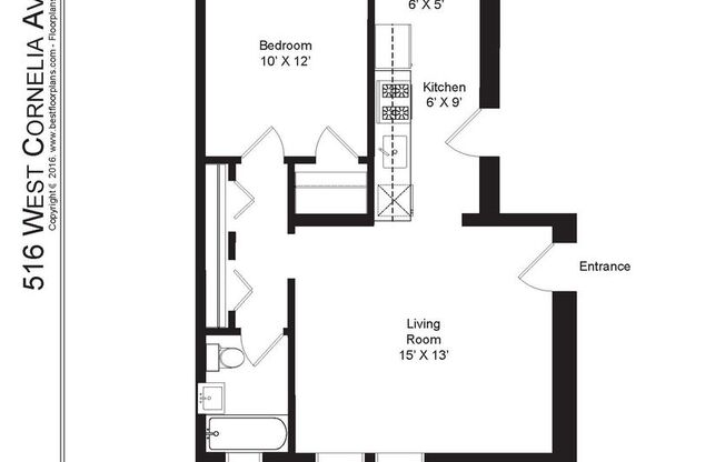 1 bed, 1 bath, 560 sqft, $2,100, Unit 516-309