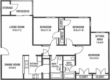 3 beds, 2 baths, 1,152 sqft, $1,450