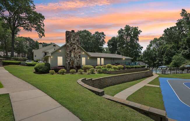A leasing office new to a pool and basketball court at Gwinnett Square Apartments in Duluth, GA