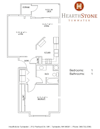 Heartshtone 1-bedroom floorplan