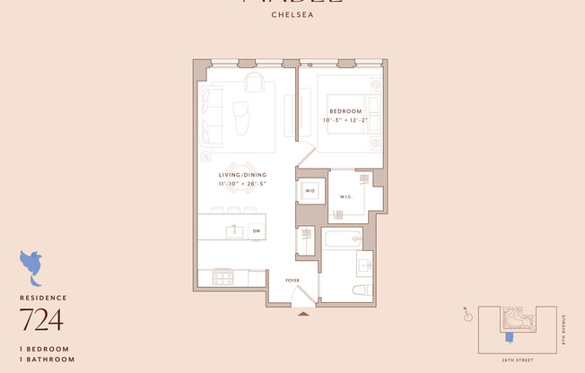 1 bed, 1 bath, $6,683, Unit 724