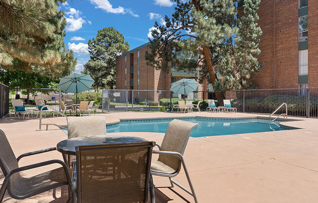 Outdoor lounge and pool area