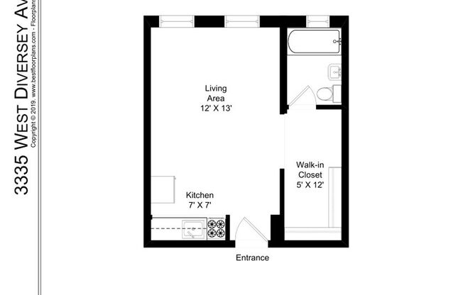 Studio, 1 bath, 381 sqft, $1,450, Unit 107