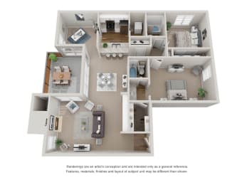 2 beds, 2 baths, 1,262 sqft, $1,691