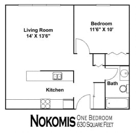 1 bed, 1 bath, 630 sqft, $1,195