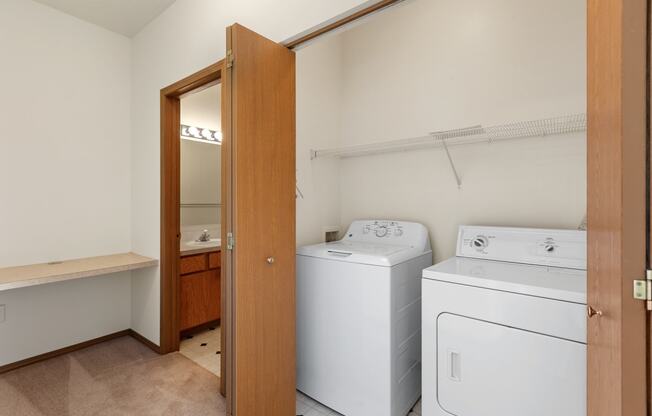 a room with a washer and dryer