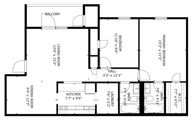 2 beds, 2 baths, 960 sqft, $1,410, Unit 72