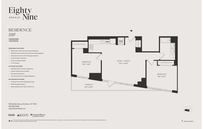 2 beds, 1 bath, $9,699, Unit 29F