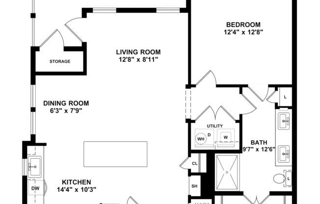 1 bed, 1 bath, 814 sqft, $1,012