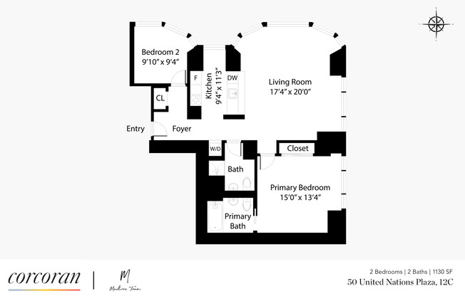 2 beds, 2 baths, 1,132 sqft, $10,500, Unit 12C