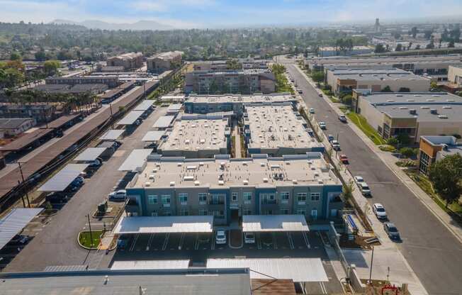 a view of the warehouse from the top of the building at Loma Villas Apartments, San Bernardino, 92408