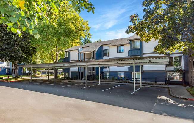 Crown Court three story building exterior and carports