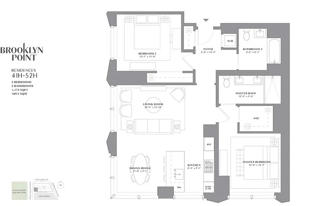 2 beds, 2 baths, 1,178 sqft, $8,500, Unit 43H
