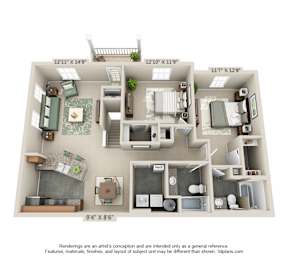 2 beds, 2 baths, 1,146 sqft, $1,547