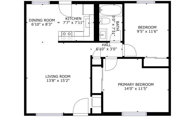 2 beds, 1 bath, 800 sqft, $1,745, Unit 7