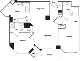 2 beds, 2 baths, 1,040 sqft, $3,084