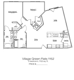 2 beds, 2 baths, 1,152 sqft, $1,550