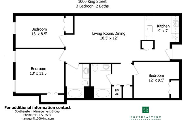 3 beds, 2 baths, 950 sqft, $2,700, Unit 304