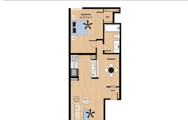 1 bed, 1 bath, 645 sqft, $1,525, Unit 110