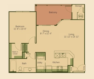 1 bed, 1 bath, 785 sqft, $1,665