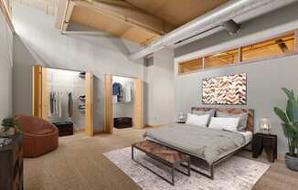 Bedroom in Three-Bedroom Loft at Lowertown Lofts