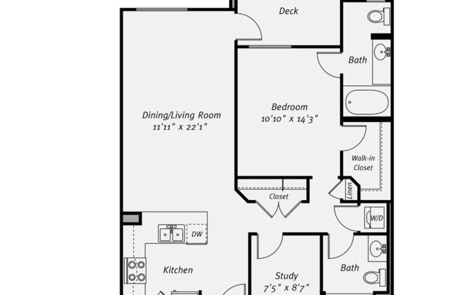 1 bed, 2 baths, 972 sqft, $2,895, Unit 611