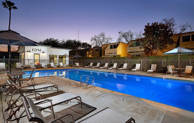 Updated pool and lounge area with the new gym in the background