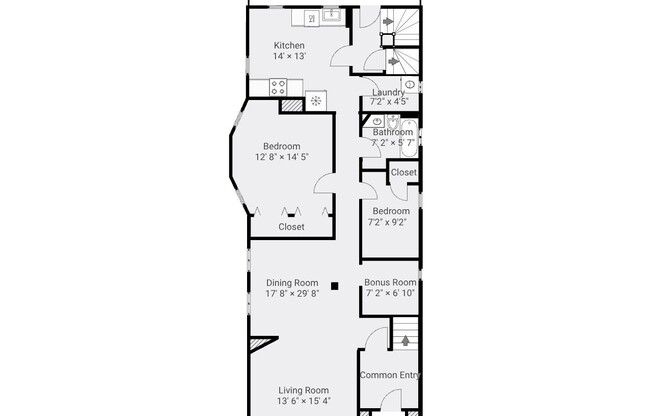 2 beds, 1 bath, 1,003 sqft, $3,500, Unit 1