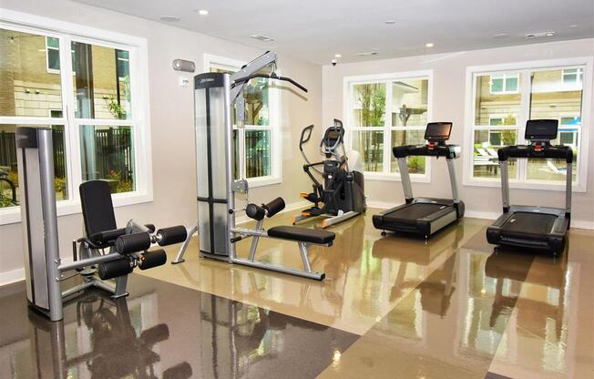State-Of-The-Art Gym And Spin Studio at Pointe at Lake CrabTree in Apartment Homes in North Carolina
