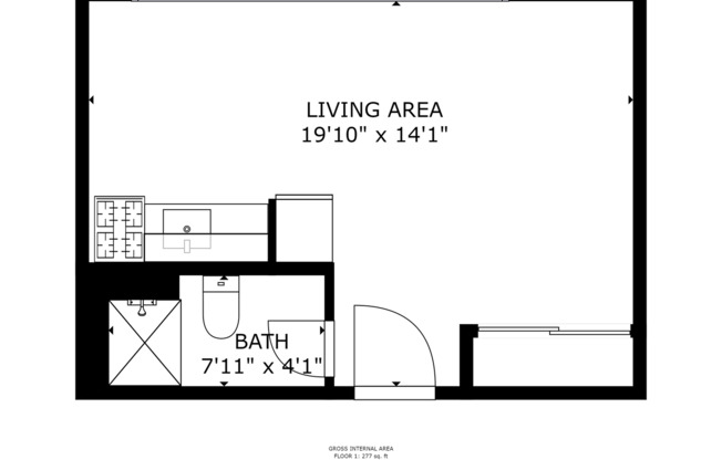 Studio, 1 bath, 277 sqft, $1,395, Unit #218